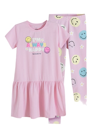 Robe et legging Smiley - Rose