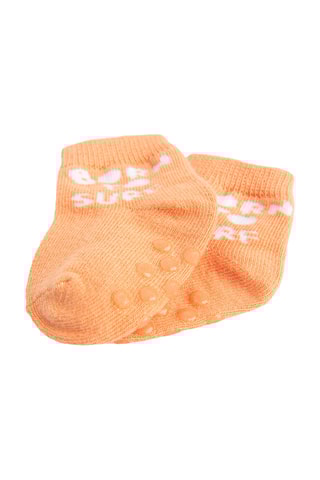 5 paires de chaussettes antidérapantes - Ecru et orange