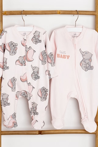 2 grenouillères Dumbo Disney - Rose poudré