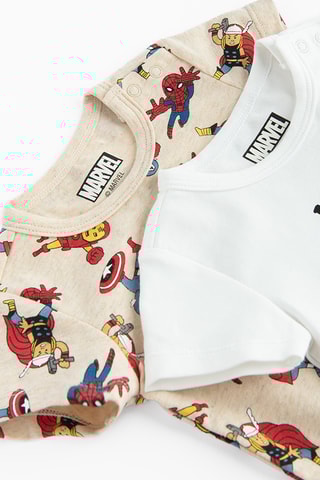 2 bodys Avengers Marvel - Beige et blanc