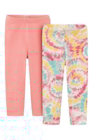 2 leggings - Corail et jaune