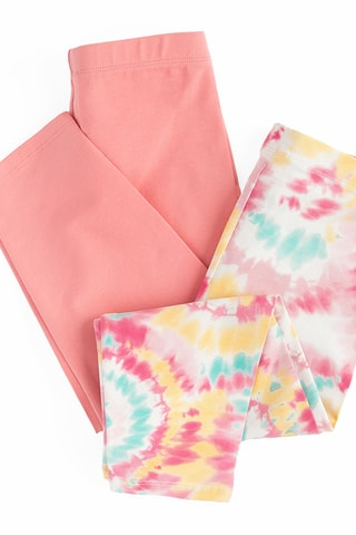 2 leggings - Corail et jaune