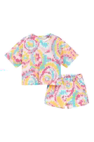 T-shirt et short tie and dye - Blanc