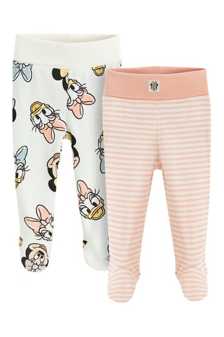 2 pantalons Minnie et ses amis Disney - Blanc et saumon