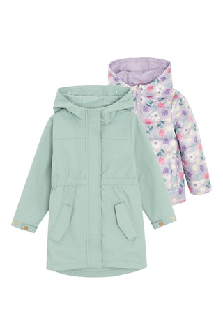 Parka à capuche 2-en-1 - Vert d’eau et violet