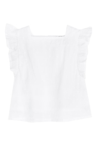 Blouse plumetis et jupe en jean - Blanc et bleu