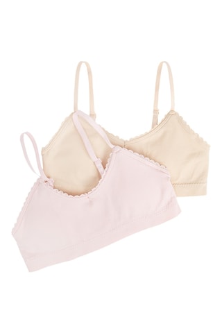 2 brassières push-up - Rose et beige