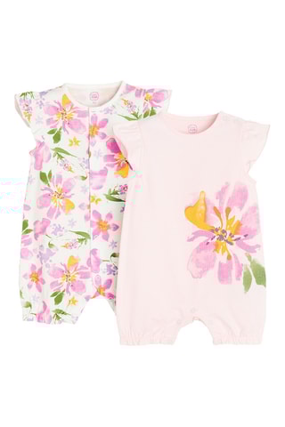 2 barboteuses - Rose poudré et écru