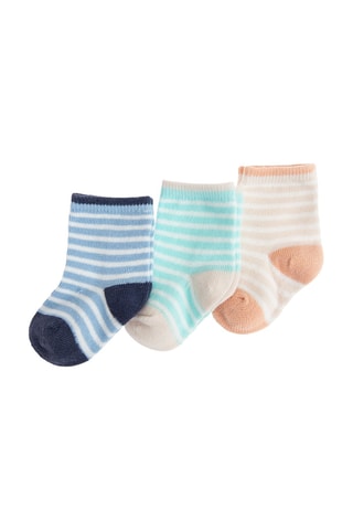 3 paires de chaussettes antidérapantes - Bleu, blanc et saumon