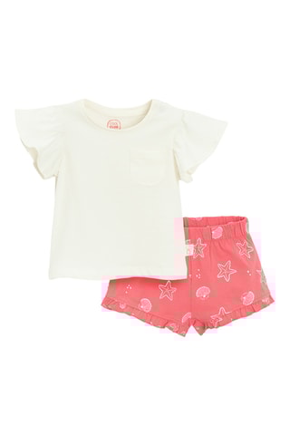 T-shirt et short - Ecru et corail