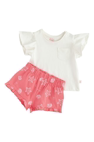 T-shirt et short - Ecru et corail