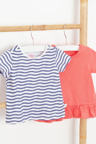 2 t-shirts - Corail et bleu marine