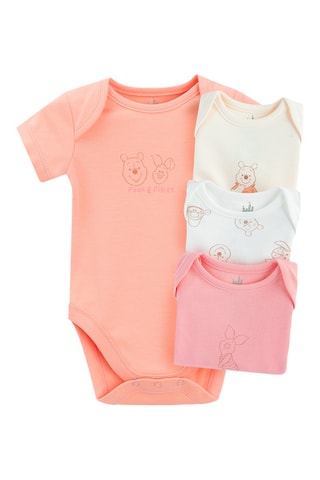 4 bodys Winnie l'Ourson Disney - Saumon et écru