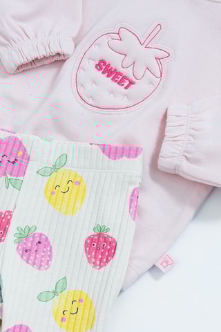 Sweat et pantalon - Ecru et rose