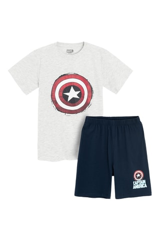 Pyjama Captain America Avengers Marvel - Ecru chiné et bleu marine