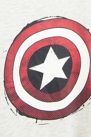 Pyjama Captain America Avengers Marvel - Ecru chiné et bleu marine