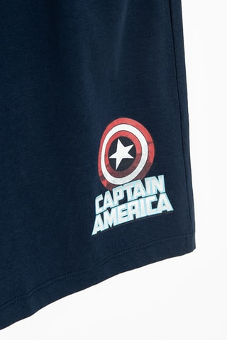 Pyjama Captain America Avengers Marvel - Ecru chiné et bleu marine