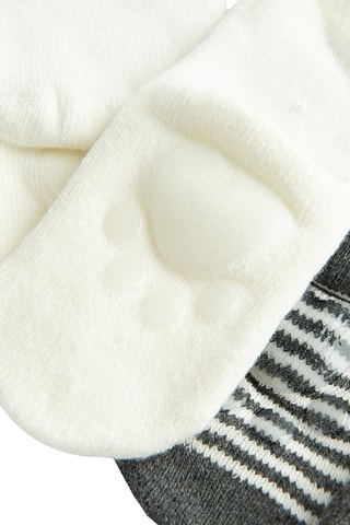 2 paires de chaussettes antidérapantes - Blanc et gris foncé chiné