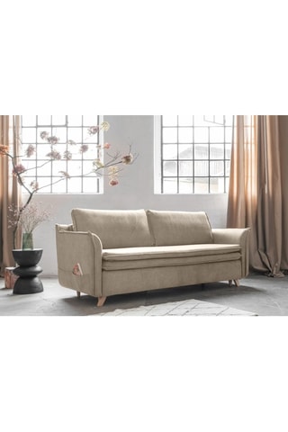 Canapé convertible Charming Charlie - Beige - 3 places - En polyester
