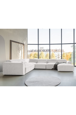 Canapé d’angle gauche panoramique modulaire Flex Felix - Beige - 8 places - En polyester