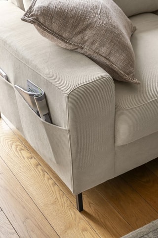 Canapé d’angle droit convertible Lofty Lilly - Beige - 5 places - En polyester toucher velours