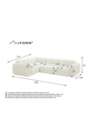 Canapé d’angle gauche modulaire Cloud - Beige - 6 places - En polyester