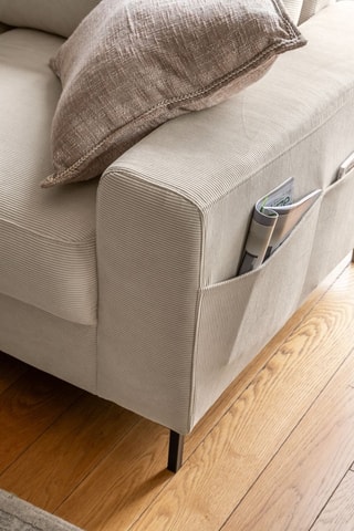 Canapé d’angle gauche convertible Lofty Lilly - Beige - 5 places - En polyester toucher velours