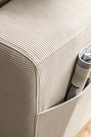 Canapé d’angle gauche convertible Lofty Lilly - Beige - 5 places - En polyester toucher velours