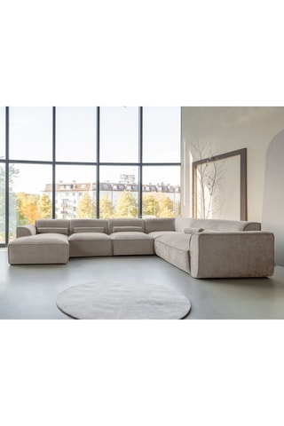 Canapé d’angle droit panoramique modulaire Flex Felix - Beige foncé - 8 places - En polyester