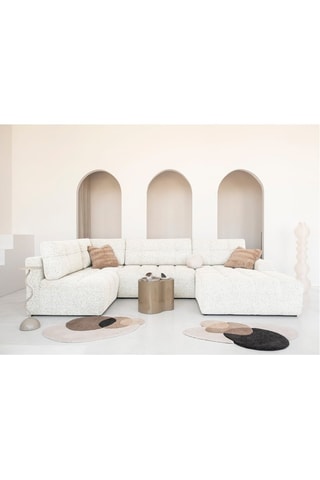 Canapé d’angle panoramique modulable convertible Lulu - Beige - 8 places - En polyester