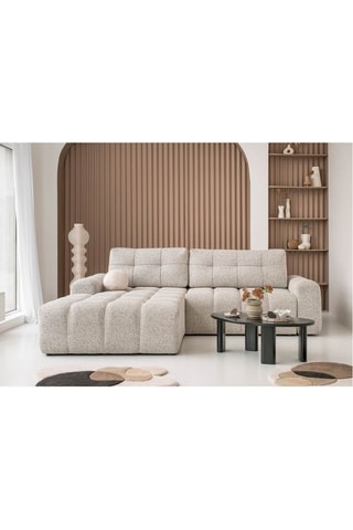 Canapé d’angle convertible Lulu - Gris chiné - 4 places - En polyester