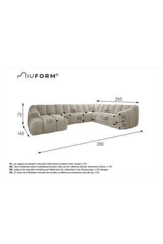 Canapé d’angle droit panoramique modulaire Shell - Rouge brique - 8 places - En polyester