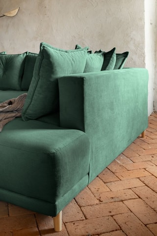Canapé d’angle droit panoramique convertible Lazy - Vert bouteille - 8 places - En polyester