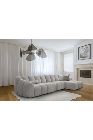 Canapé d’angle droit modulaire Shell - Gris clair - 6 places - En polyester