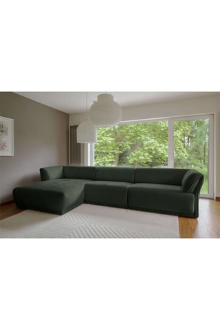 Canapé d’angle gauche modulaire Gatsby - Vert foncé - 6 places - En polyester