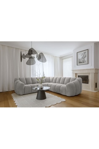 Canapé d’angle symétrique modulaire Shell - Gris clair - 7 places - En polyester