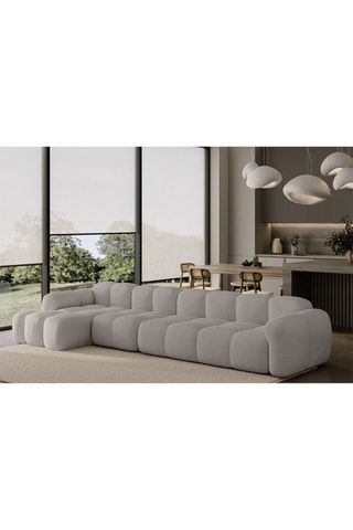 Canapé d’angle gauche modulaire Cloud - Gris clair - 6 places - En polyester