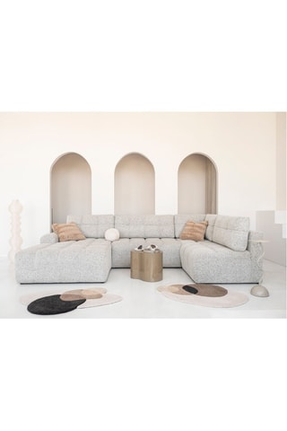 Canapé d’angle panoramique modulable convertible Lulu - Gris chiné - 8 places - En polyester