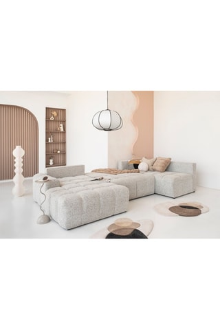 Canapé d’angle panoramique modulable convertible Lulu - Gris chiné - 8 places - En polyester