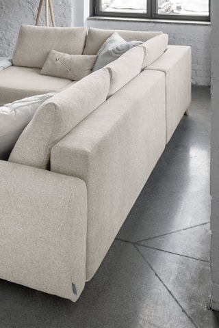 Canapé d’angle gauche panoramique convertible Scandic Lagom - Beige - 8 places - En polyester