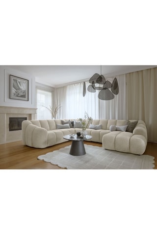 Canapé d’angle gauche modulaire Shell - Beige - 8 places - En polyester