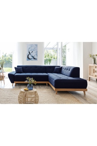 Canapé d’angle convertible Dazzing Daisy - Bleu marine - 6 places - En polyester