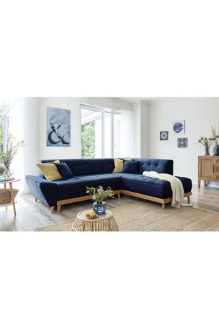 Canapé d’angle convertible Dazzing Daisy - Bleu marine - 6 places - En polyester