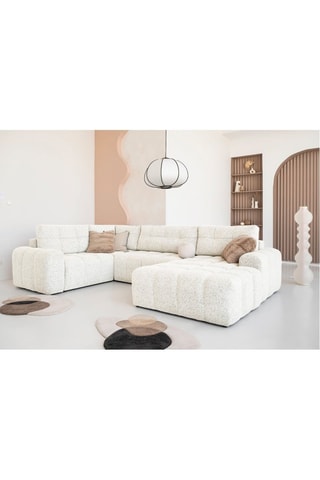 Canapé d’angle panoramique modulable convertible Lulu - Beige - 8 places - En polyester