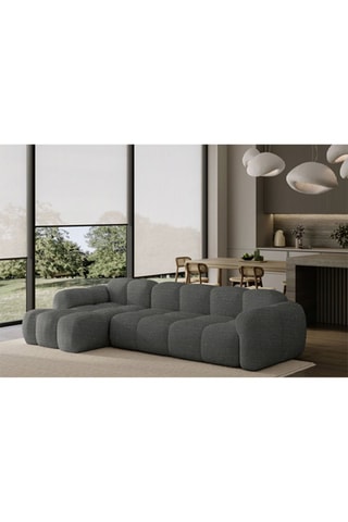 Canapé d’angle gauche modulaire Cloud - Gris foncé - 4 places - En polyester