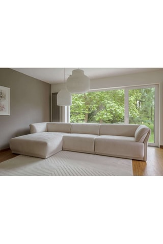 Canapé d’angle gauche modulaire Gatsby - Beige - 6 places - En polyester