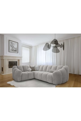 Canapé d’angle gauche modulaire Shell - Gris clair - 6 places - En polyester