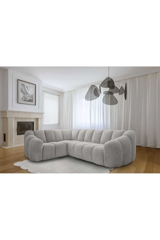 Canapé d’angle gauche modulaire Shell - Gris clair - 6 places - En polyester