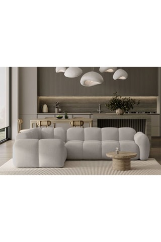 Canapé d’angle gauche modulaire Cloud - Gris clair - 6 places - En polyester