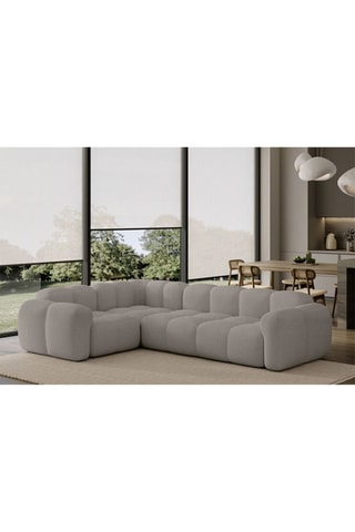 Canapé d’angle gauche modulaire Cloud - Gris clair - 6 places - En polyester